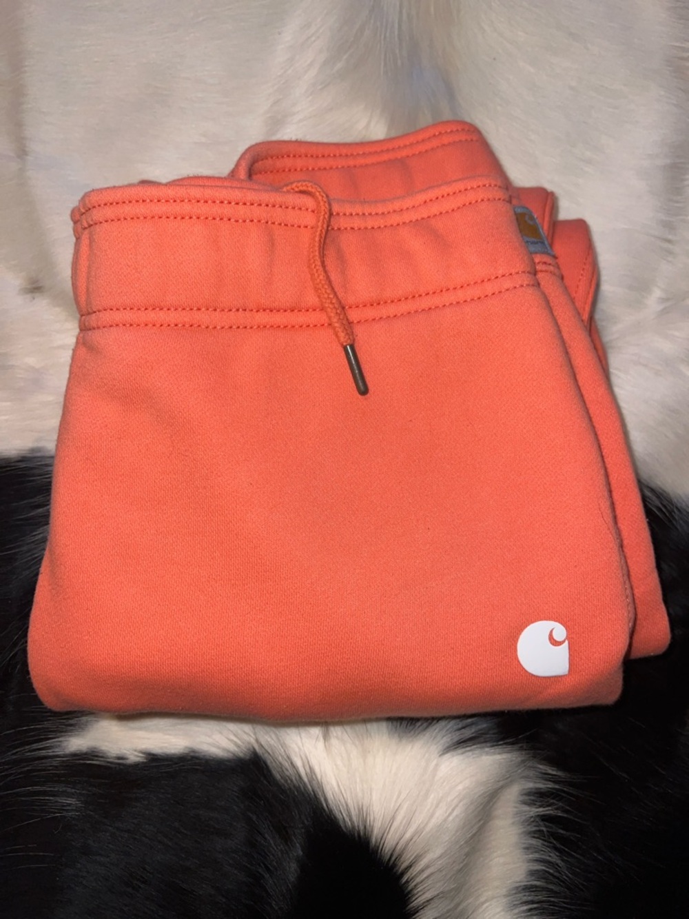 Carhartt Women’s Coral-Orange Fleece Joggers - Picture 3 of 4